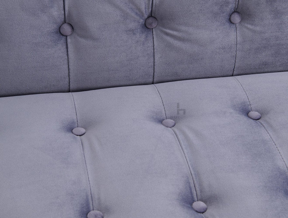 Windsor Luxury Velvet Fabric Sofa Bed, Grey with Rose Gold Legs