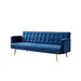 Windsor Sofa Bed - Blue Velvet Fabric & Gold Legs