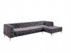 Toronto Corner Sofa With Chaise Long Velvet Chesterfield Style Corner Seater Large, Dark Grey