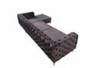 Toronto Corner Sofa With Chaise Long Velvet Chesterfield Style Corner Seater Large, Dark Grey