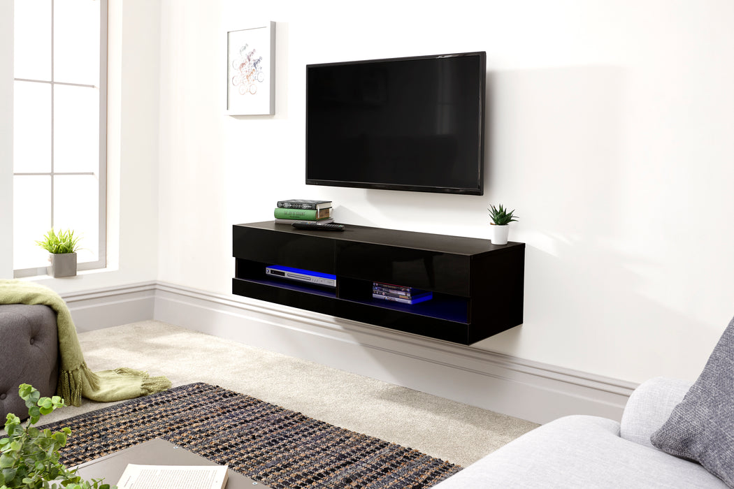 Galicia 120Cm Wall Tv Unit With Led Black