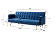 Windsor Sofa Bed - Blue Velvet Fabric & Gold Legs
