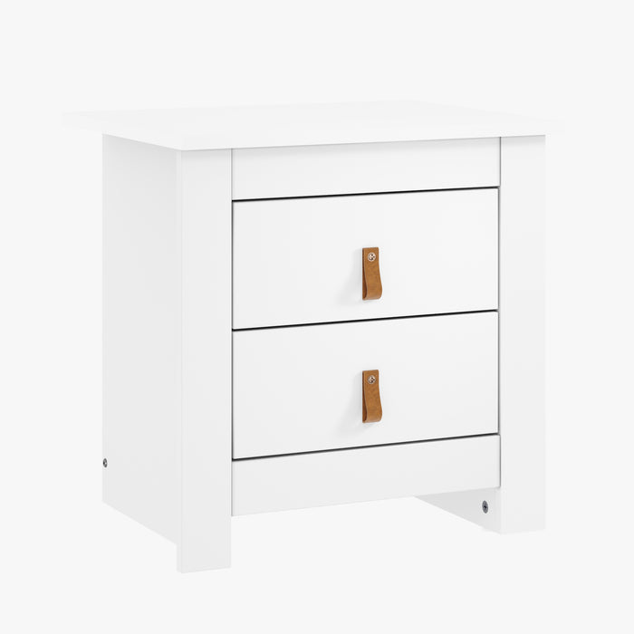 Morton Bedside Table with 2 Drawers in White