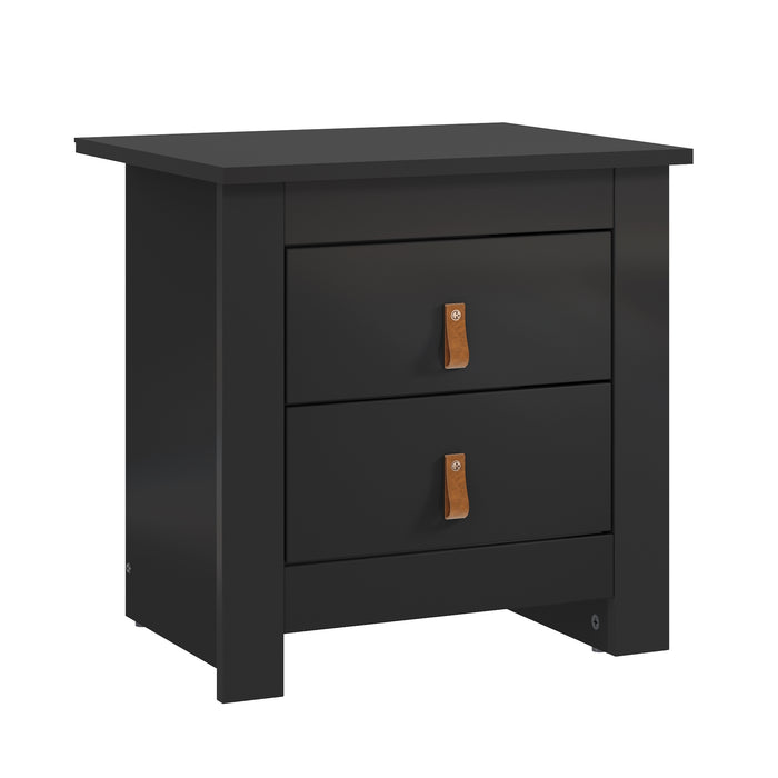 Morton Bedside Table with 2 Drawers in Black