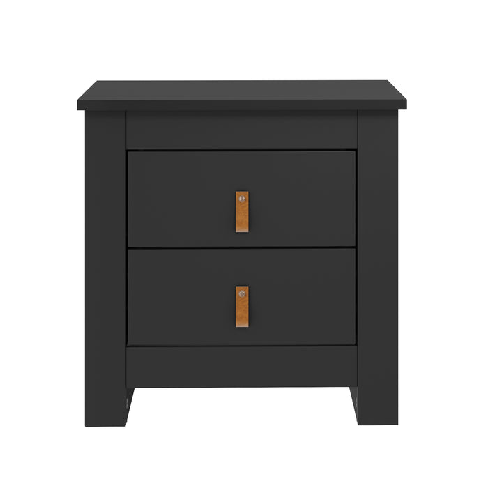 Morton Bedside Table with 2 Drawers in Black