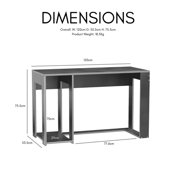 Ryker Gaming Desk Table, Black With Grey Trim