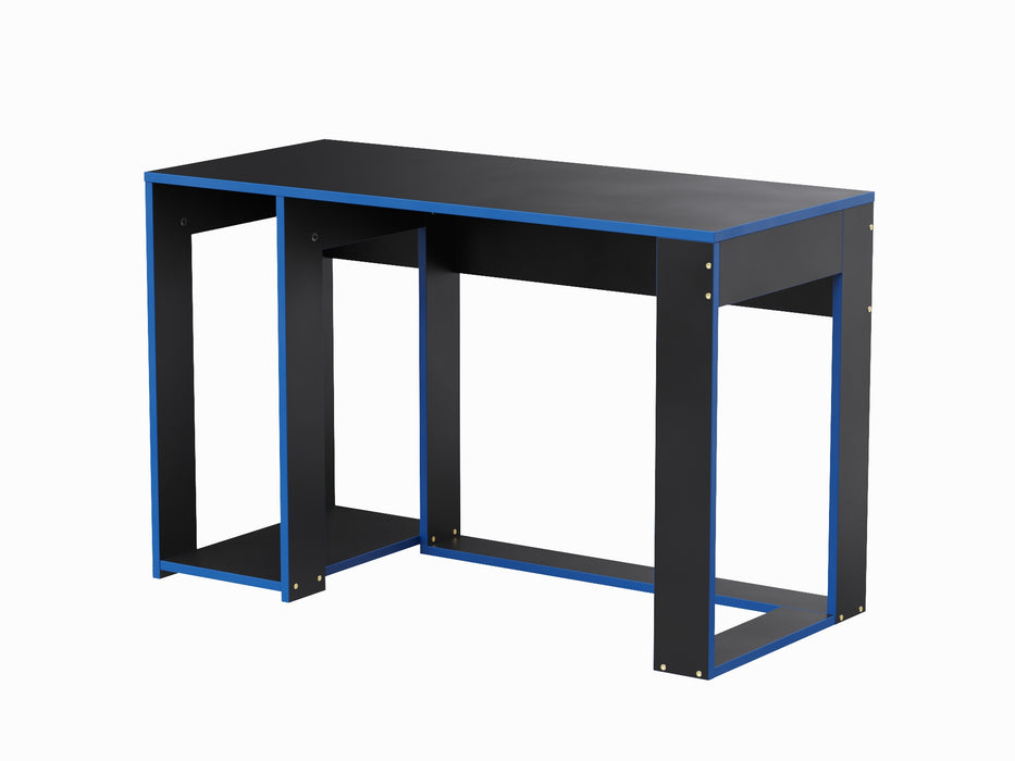 Ryker Gaming Desk Table, Black With Blue Trim