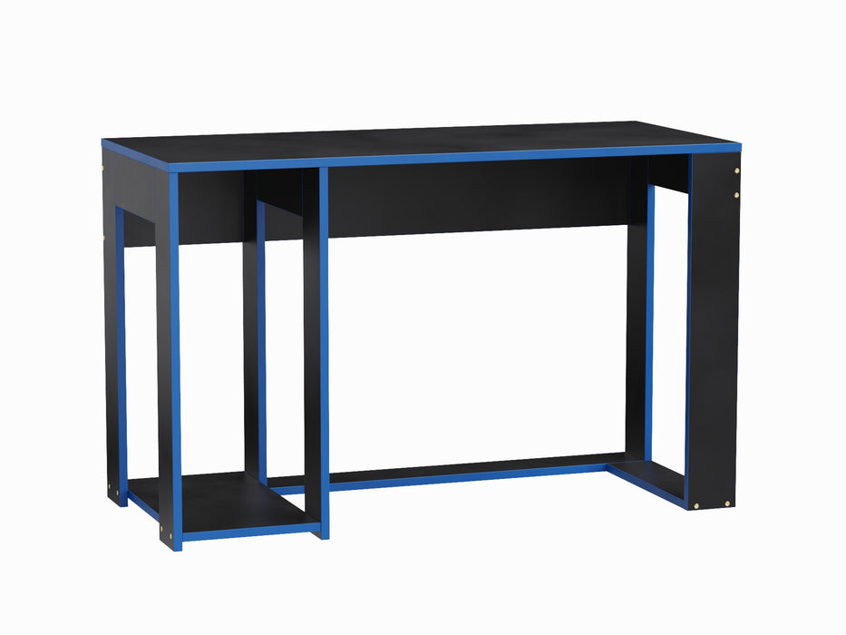 Ryker Gaming Desk Computer Table Workstation, Black With Blue Trim