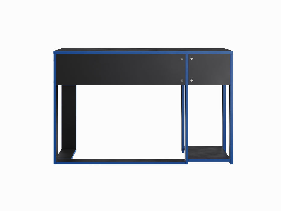 Ryker Gaming Desk Computer Table Workstation, Black With Blue Trim