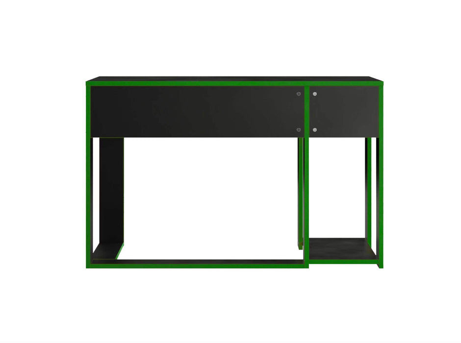 Ryker Gaming Desk Table, Black With Green Trim