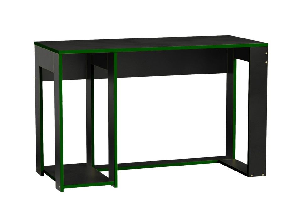 Ryker Gaming Desk Table, Black With Green Trim