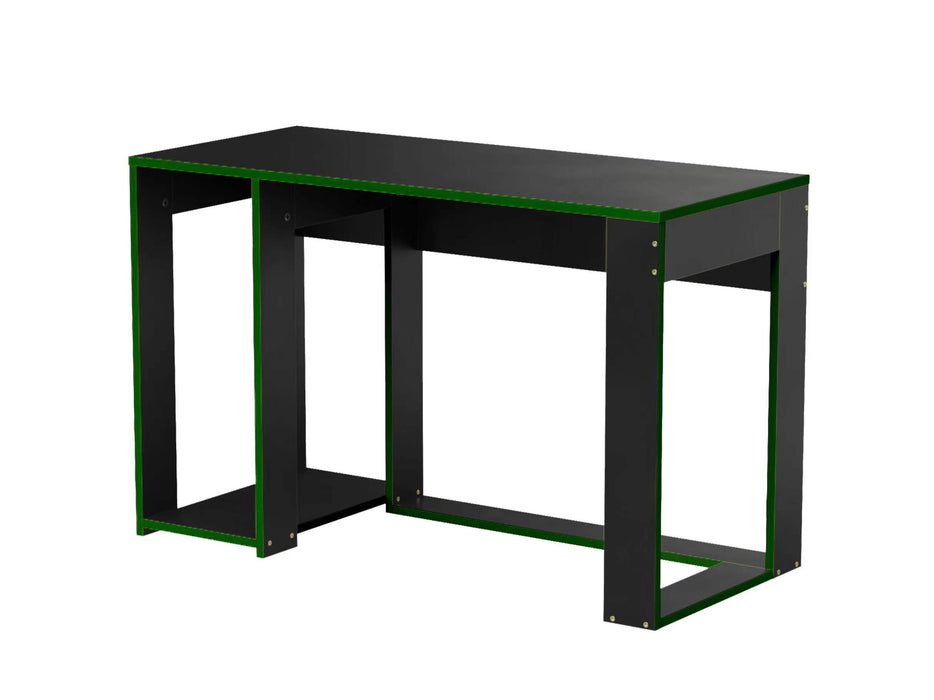 Ryker Gaming Desk Table, Black With Green Trim