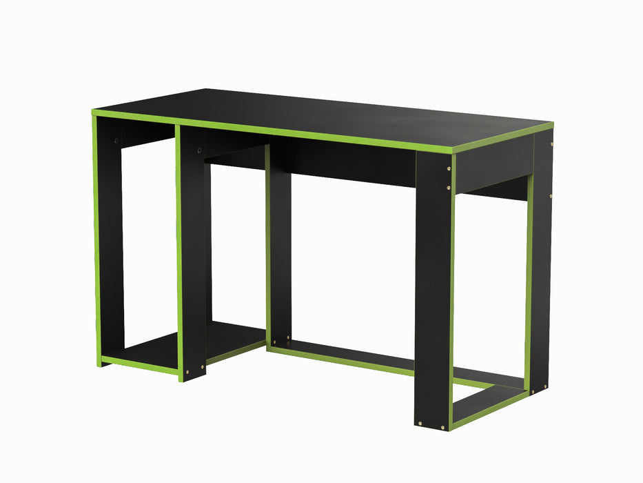 Ryker Gaming Desk Table, Black With Green Trim