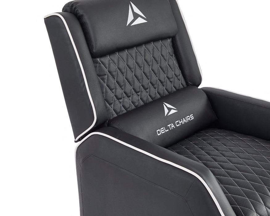 Delta Gaming Recliner Armchair with Footrest Office, Desk, Computer Chair for Gaming, Black With White Trim