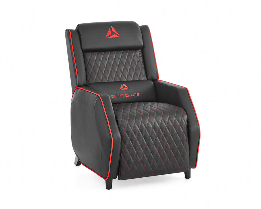Delta Gaming Recliner Armchair with Footrest Office, Desk, Computer Chair for Gaming, Black With Red Trim