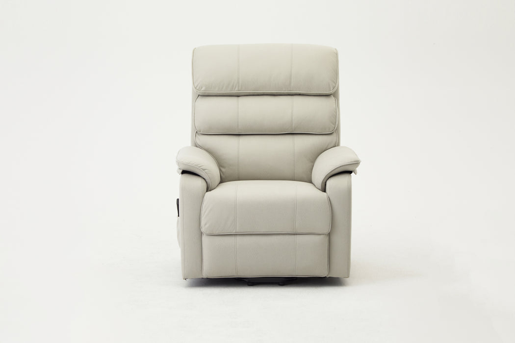 Blair Electric Recliner Lift And Tilt Riser Armchair Air Leather, Light Grey (Front View)