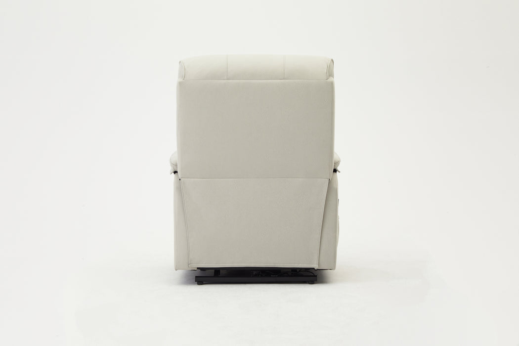 Blair Electric Recliner Lift And Tilt Riser Armchair Air Leather, Light Grey (Back View)