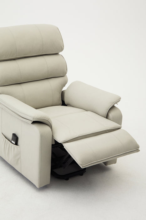 Blair Electric Recliner Lift And Tilt Riser Armchair Air Leather, Light Grey (Lifted Footrest)