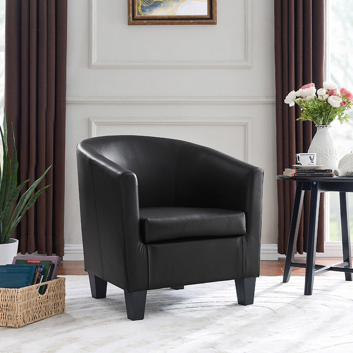 Accent Tub Chair, Black PU Leather