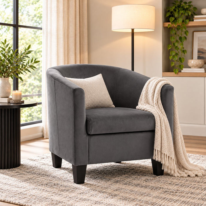 Canberra Accent Tub Chair, Dark Grey Velvet