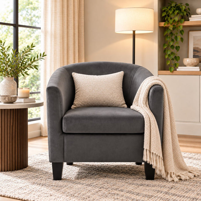 Canberra Accent Tub Chair, Dark Grey Velvet