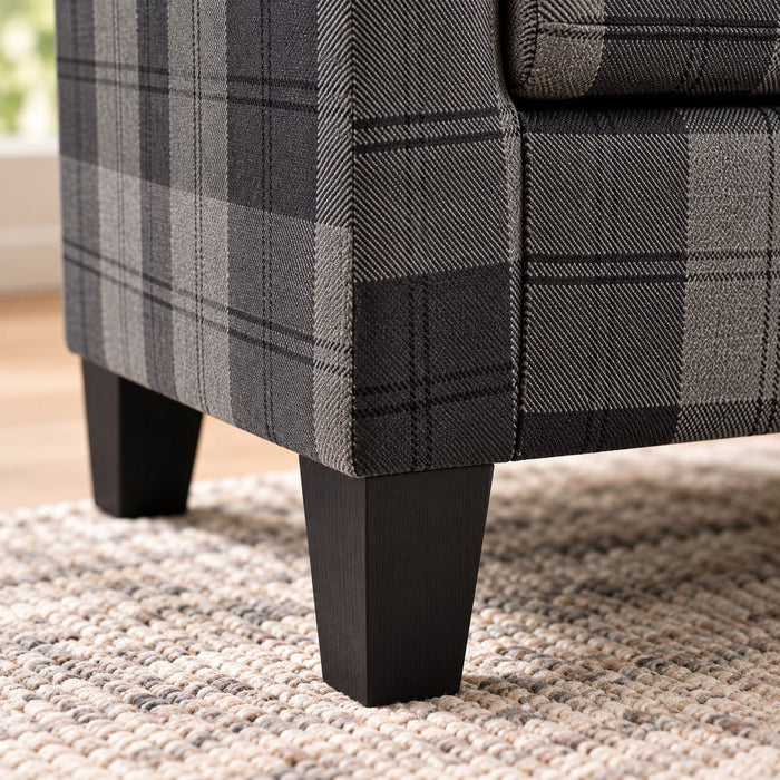 Canberra Accent Tub Chair, Grey Tartan Fabric