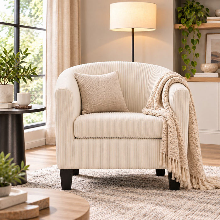 Canberra Accent Tub Chair, Beige Cord