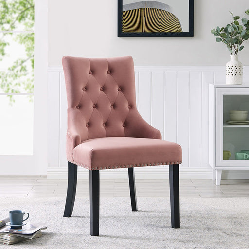 Sydney Dining Chair In Velvet Fabric, Smokey Rose