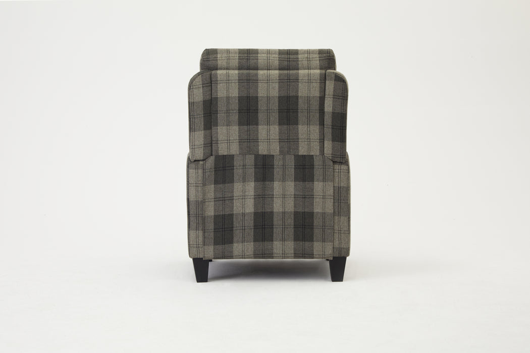 Lennox High Back Recliner Armchair Grey Tartan Sofa