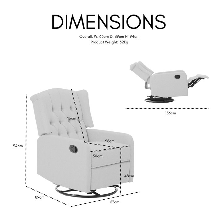 Charles Recliner Armchair Grey Wing Back Armchair