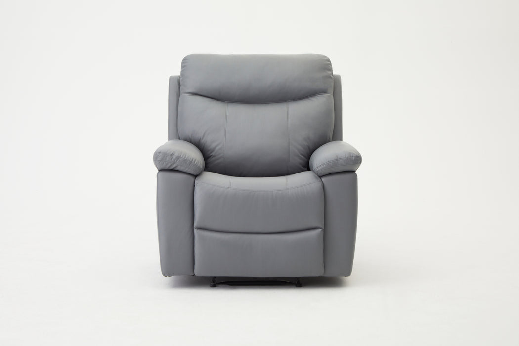 Theo High Back Recliner Armchair Grey PU Faux Leather
