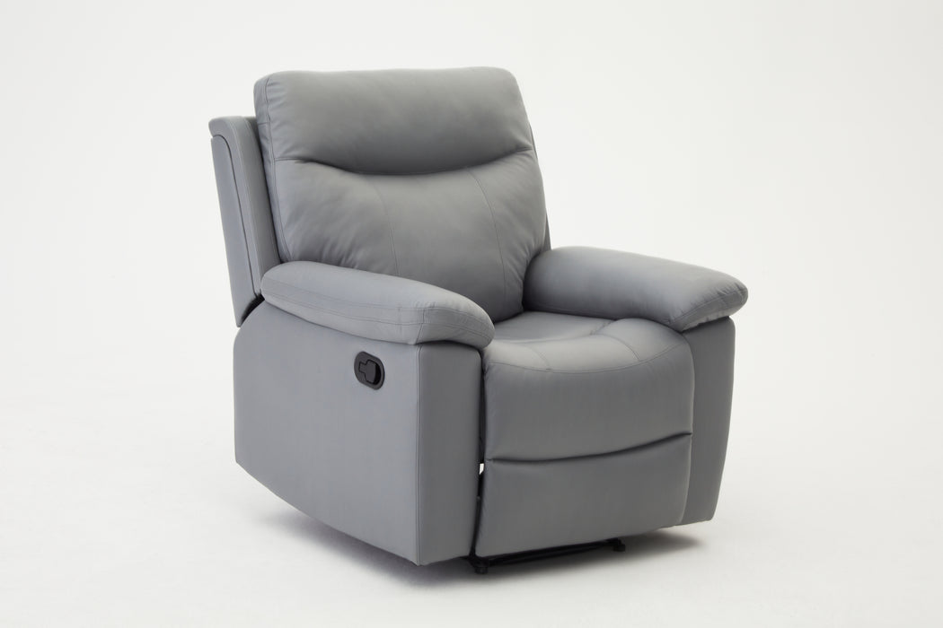 Theo High Back Recliner Armchair Grey PU Faux Leather