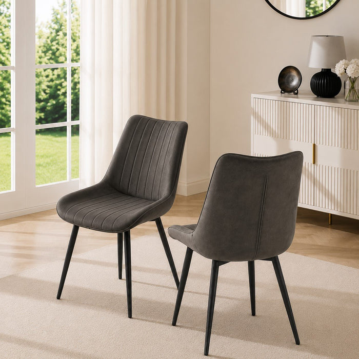 Girona Dining Chair Set of 2, Grey Velvet