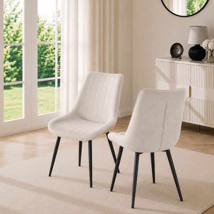 Girona Dining Chair Set of 2, Cream Velvet