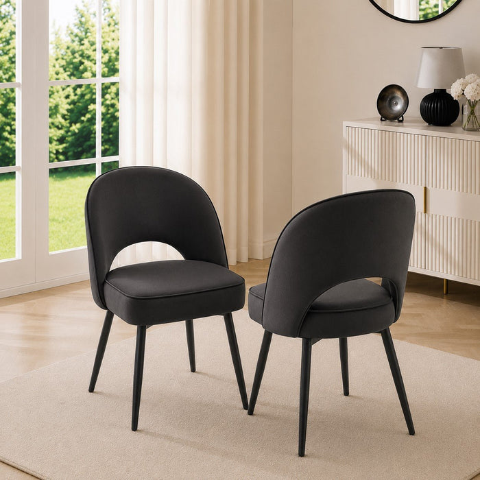Tiago Velvet Dining Chair Set of 2, Black