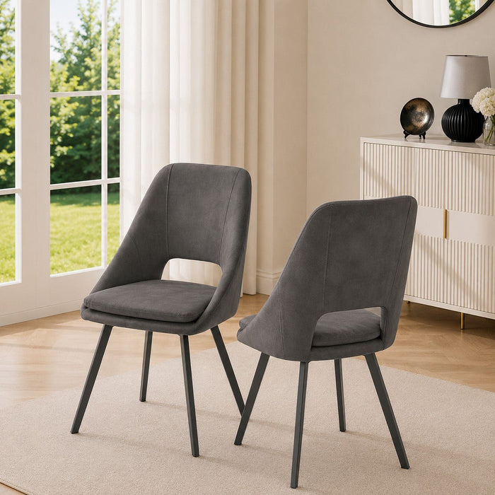 Bilbao Dining Chair Set of 2, Grey Fabric