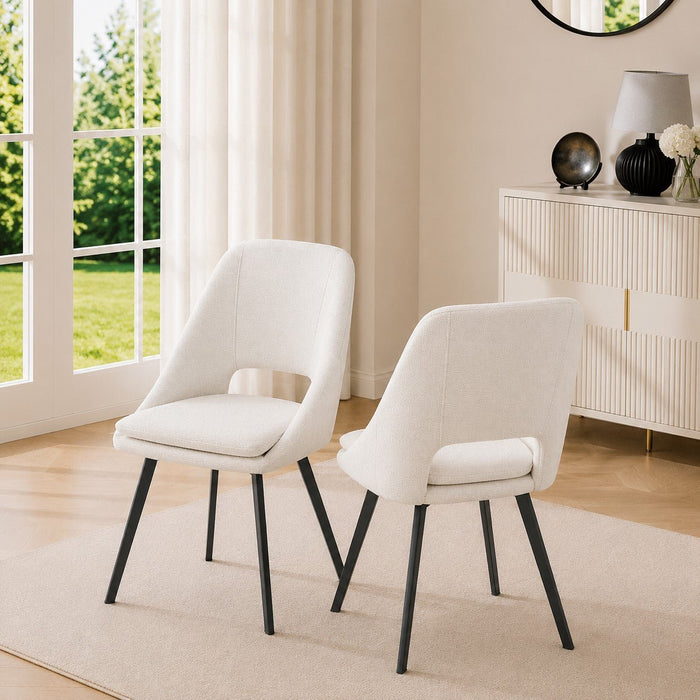 Bilbao Dining Chair Set of 2, Ivory Fabric