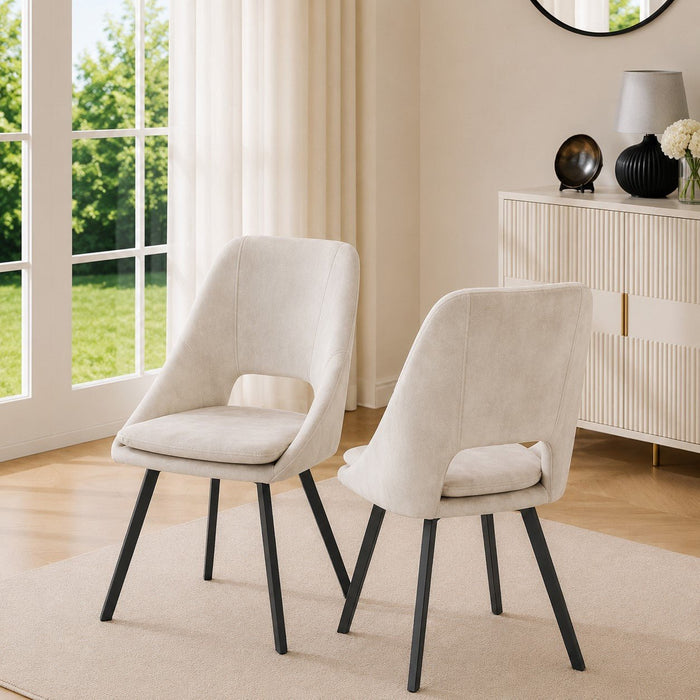 Bilbao Dining Chair Set of 2, Cream Velvet