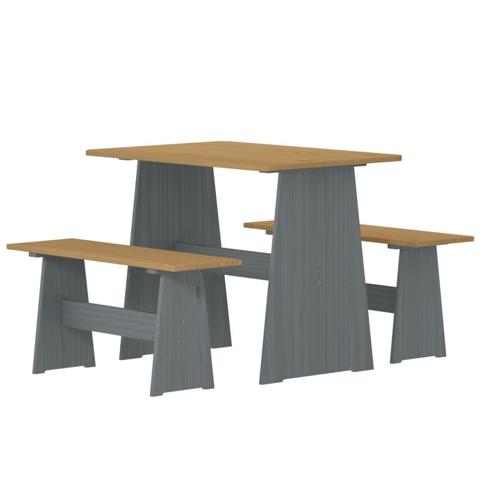 Logan Dining Table With 2 Bench Set Kitchen Diner Bench Set Solid Pine, Grey
