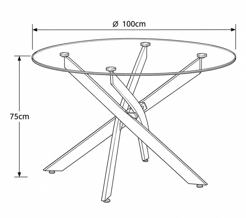 Livorno 4 Seater Round Glass Dining Table & Chairs