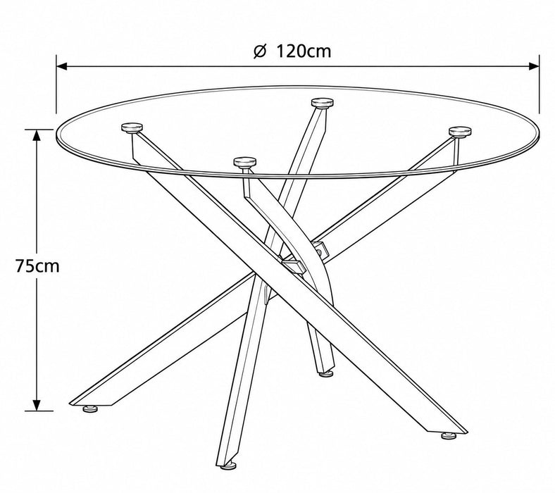 Livorno 6 Seater Round Glass Dining Table & Chairs