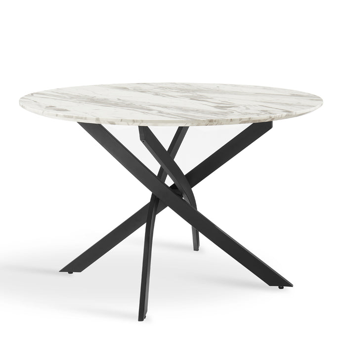 Modena Marble Effect Dining Table & 4 Sierra Chairs, Black with Silver Legs