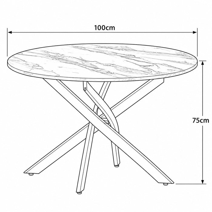 Modena 4 Seater Round Marble Effect Dining Table & Chairs