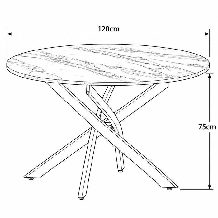 Modena 6 Seater Round Marble Effect Dining Table & Chairs