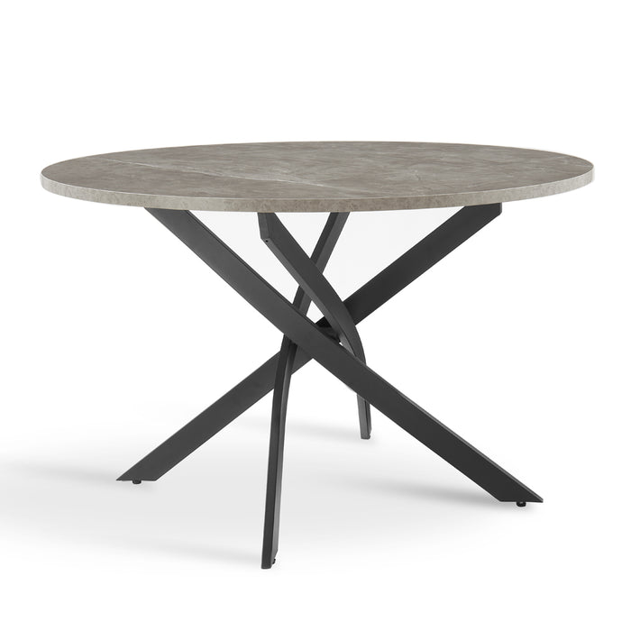 Rocco Concrete Effect Dining Table & 6 Sierra Chairs, Grey with Black Legs