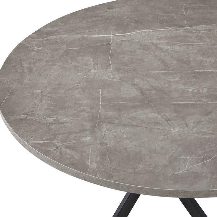 Rocco Concrete Effect Dining Table & 6 Bilbao Chairs, Grey Velvet