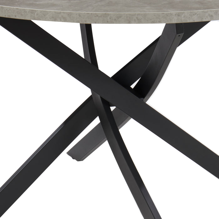 Rocco Concrete Effect Dining Table & 6 Sierra Chairs, Grey with Black Legs