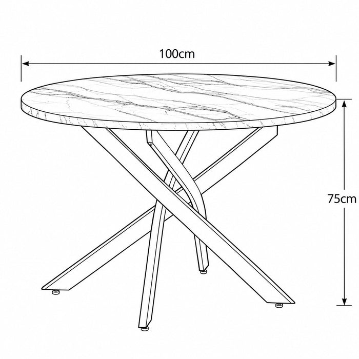 Rocco 4 Seater Round Concrete Effect Dining Table & Chairs