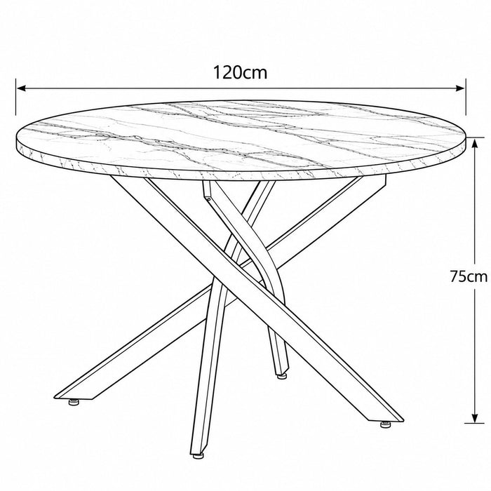 Rocco 6 Seater Round Concrete Effect Dining Table & Chairs