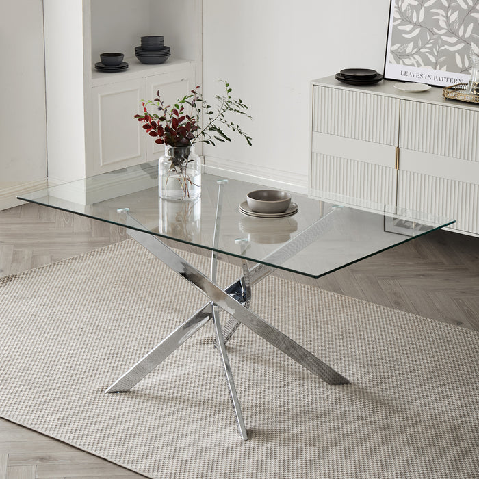 Lucia Rectangular Glass Dining Table, 4 Seater